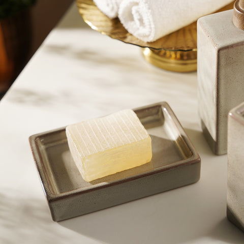 Beige Glazed Stone Soap Dish