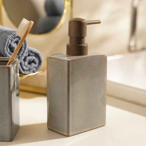 Beige Glazed Stone Soap Dispenser