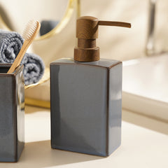 Grey Glazed Stone Soap Dispenser