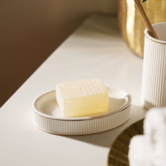 White Ribbed Porcelain Soap Dish