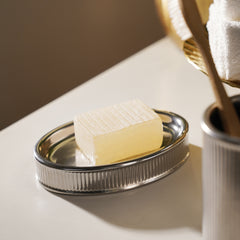 Silver Chrome Ribbed Porcelain Soap Dish