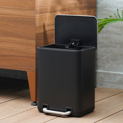 Black Iron Pedal Rectangular Dustbin with Lid - Small
