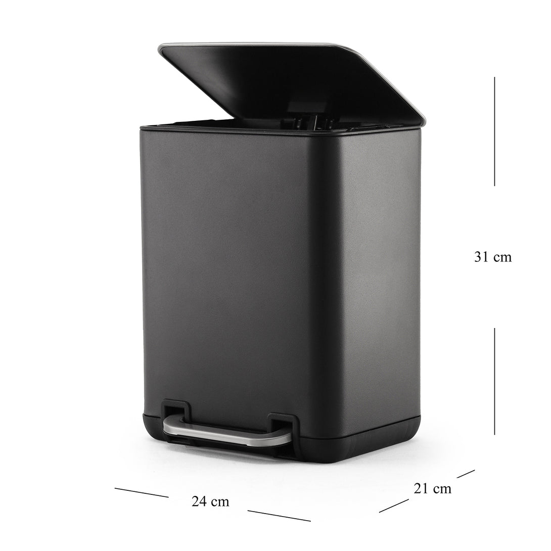 Shop Black Iron Pedal Rectangular Dustbin with Lid - Small - at Best ...