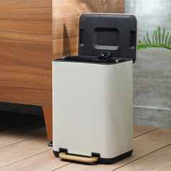 White Iron Pedal Rectangular Dustbin With Lid - Large