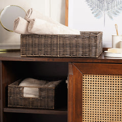 Set Of 2 Brown Resin Wicker Basket