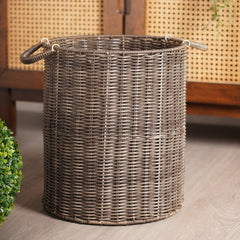Brown Resin Wicker Bin