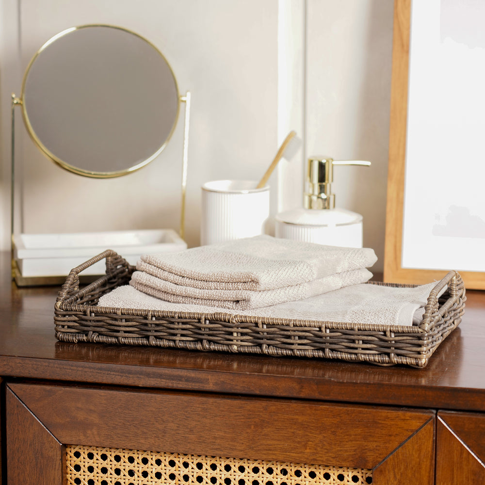 Brown Resin Wicker Tray