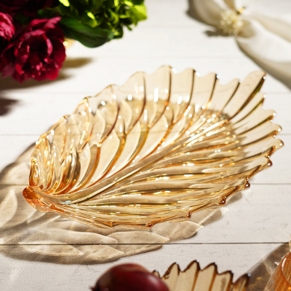 Gold Leaf Design Glass Platter
