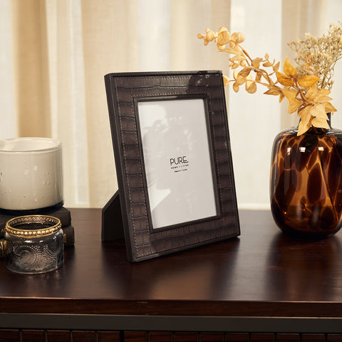 Brown Croc Pattern Faux Leather Photo Frame - Large