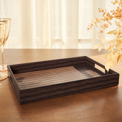 Brown Croc Pattern Rectangle Tray