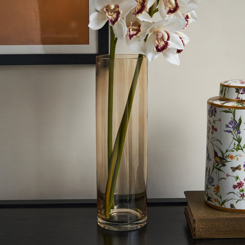 Gold Cylindrical Gass Vase - Medium