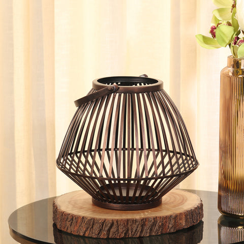 Brown Metal Antique Finish Wire Lantern - Large
