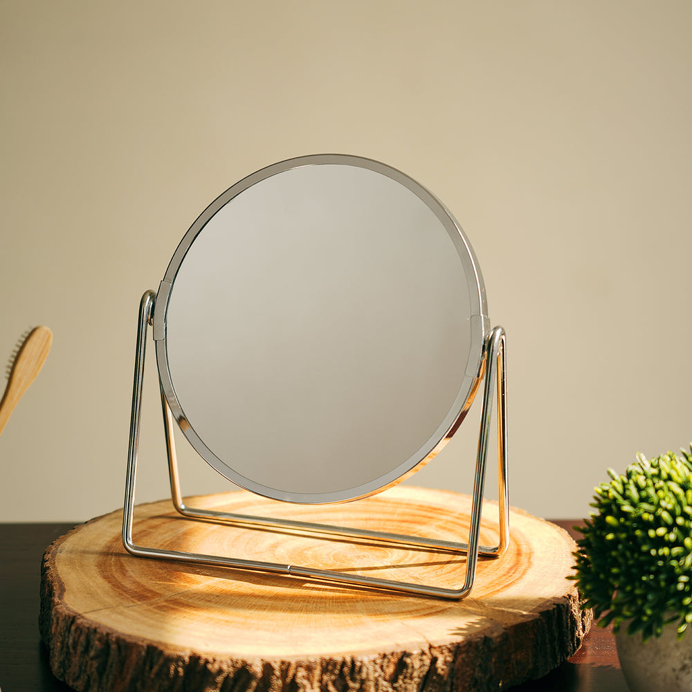Silver Double Sided Metal Vanity Mirror