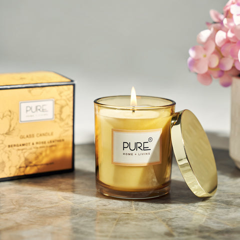 Bergamot And Rose Leather Jar Candle