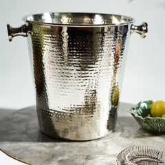 Silver Hammered Metal Wine Bucket
