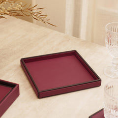 Red Faux Leather Platter - Small