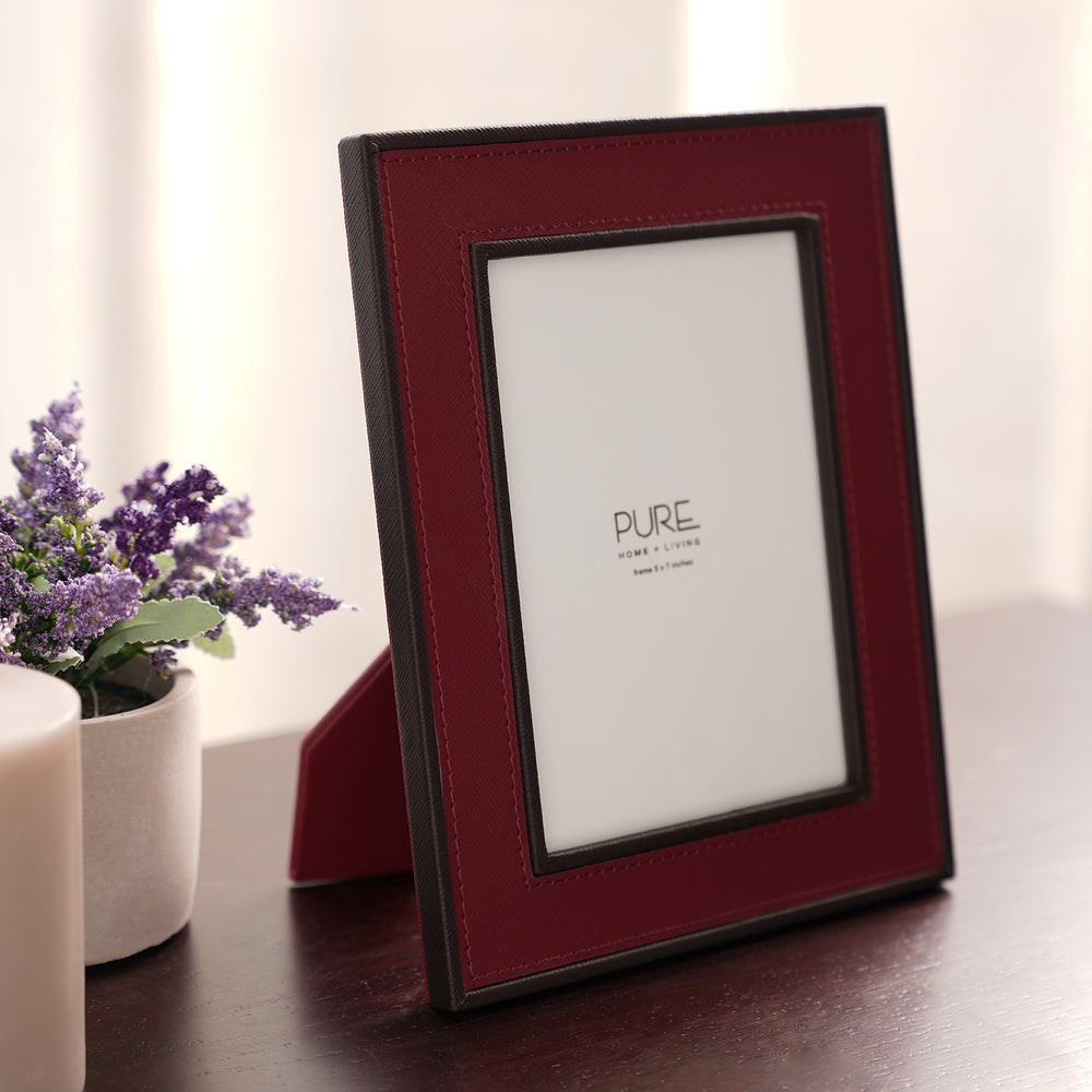 Red Faux Leather Photo Frame - Large