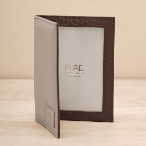 Beige Faux Leather 2 Side Photo Frame