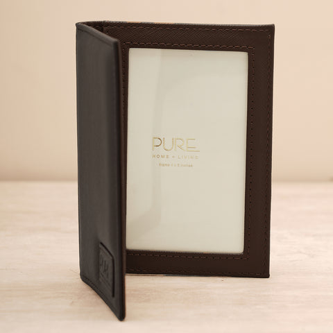 Dark Brown Faux Leather 2 Side Photo Frame