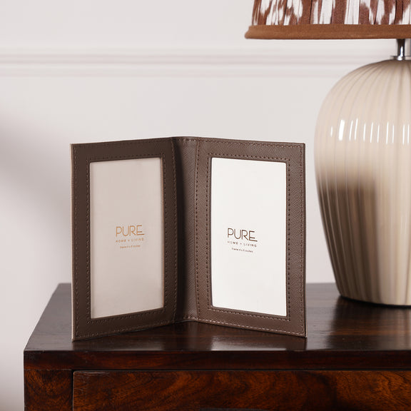 Shop Dark Brown Faux Leather 2 Side Photo Frame - at Best Price Online ...