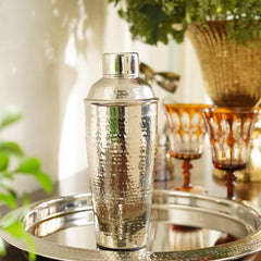 Silver Hammered Metal Cocktail Shaker