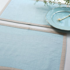 Set Of 2 Blue Cotton Placemats