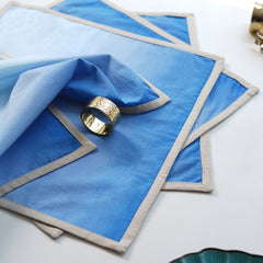 Set Of 4 Blue Ombre Cotton Napkins