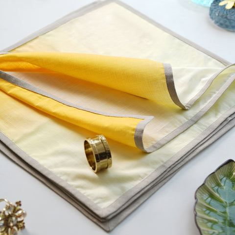 Set Of 4 Yellow Ombre Cotton Napkins