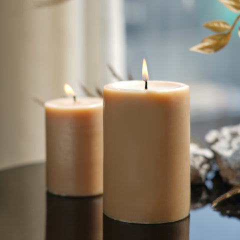 Beige White Jasmine Pillar Candle - Large