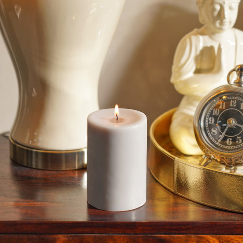 Grey White Jasmine Pillar Candle - Large