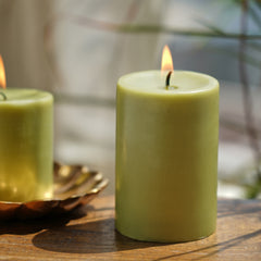 Green Peony Blush Pillar Candle - Large