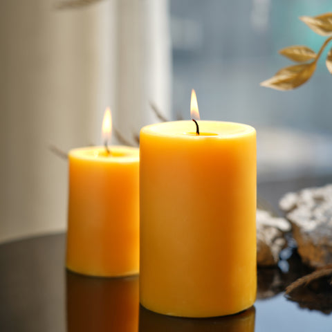 Yellow Dark Amber Pillar Candle - Large