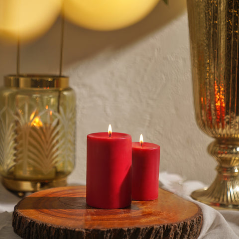 Red Vanilla Fluer Pillar Candle - Large