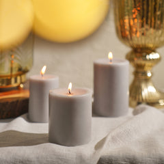 Grey White Jasmine Pillar Candle - Medium