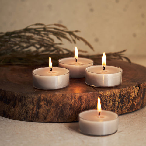 Set Of 4 Grey Lavender And Chamomile Tea Lights - Large