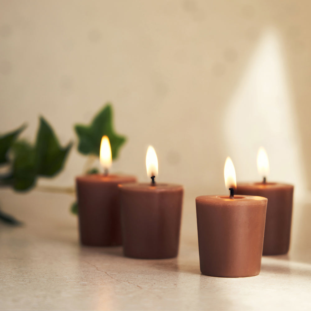 Set Of 4 Brown Moments Of Eternity Votive Tea Lights