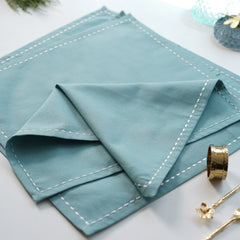 Set Of 4 Blue Cotton Napkins
