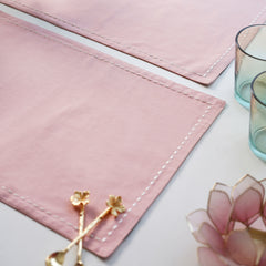 Set Of 2 Pink Cotton Placemats