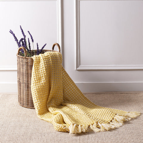 Yellow Waffle Weave Throw