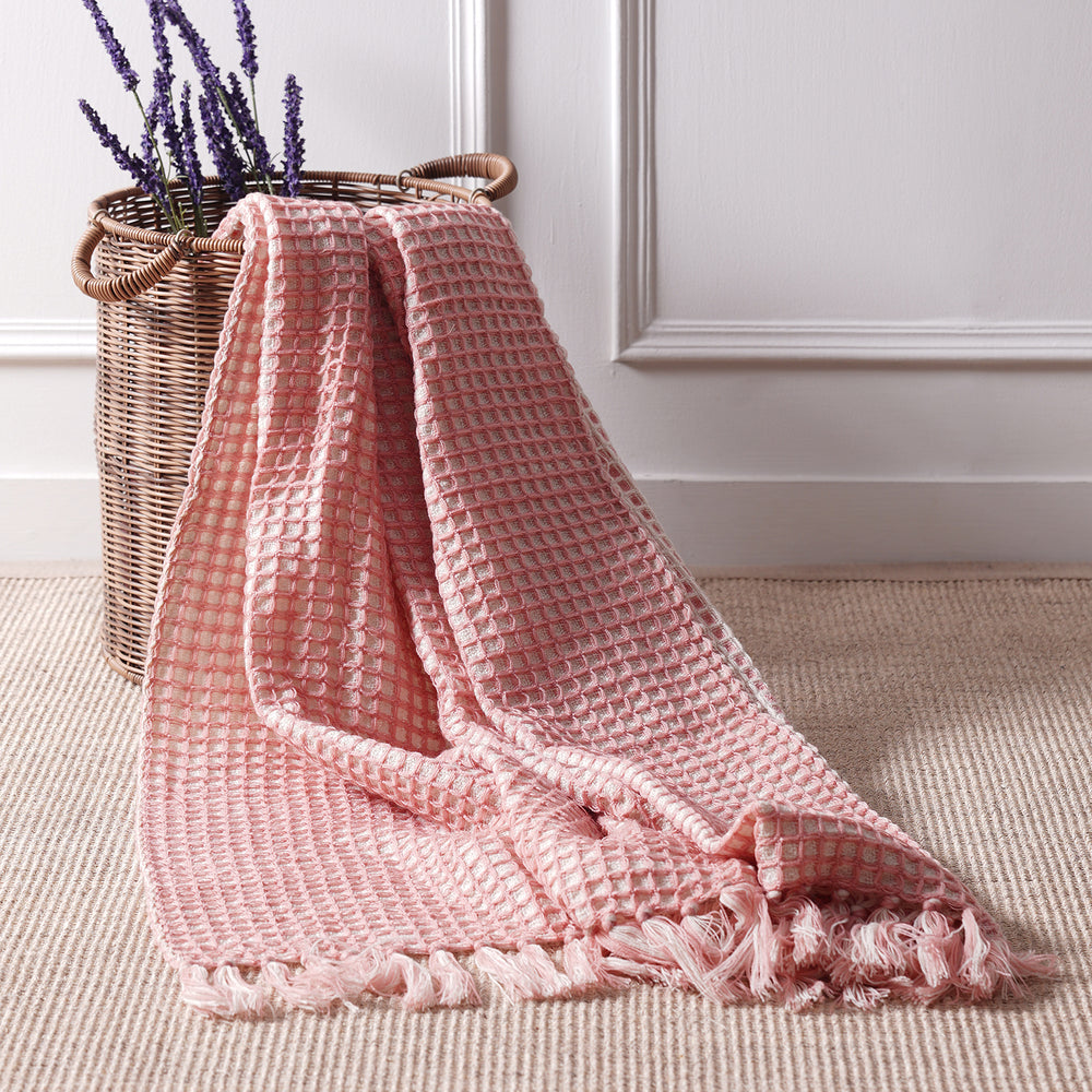 Pink Waffle Weave Throw