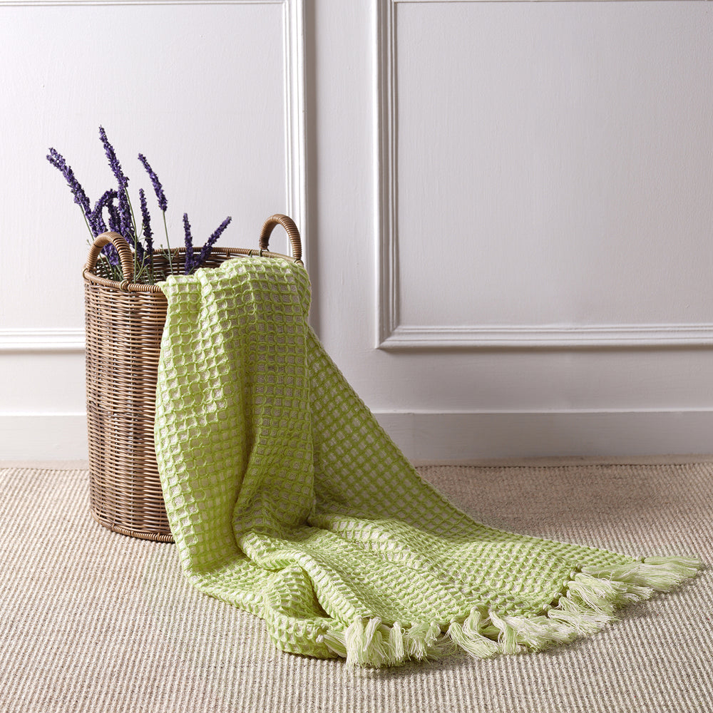 Green Waffle Weave Throw