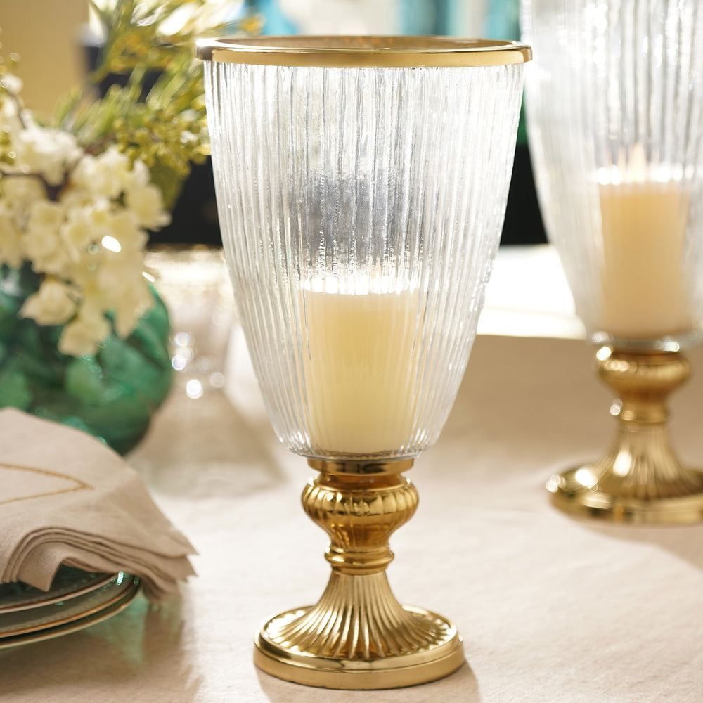 Clear Ribbed Glass Hurricane