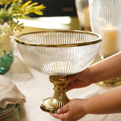 Clear Ribbed Glass Bowl - Medium