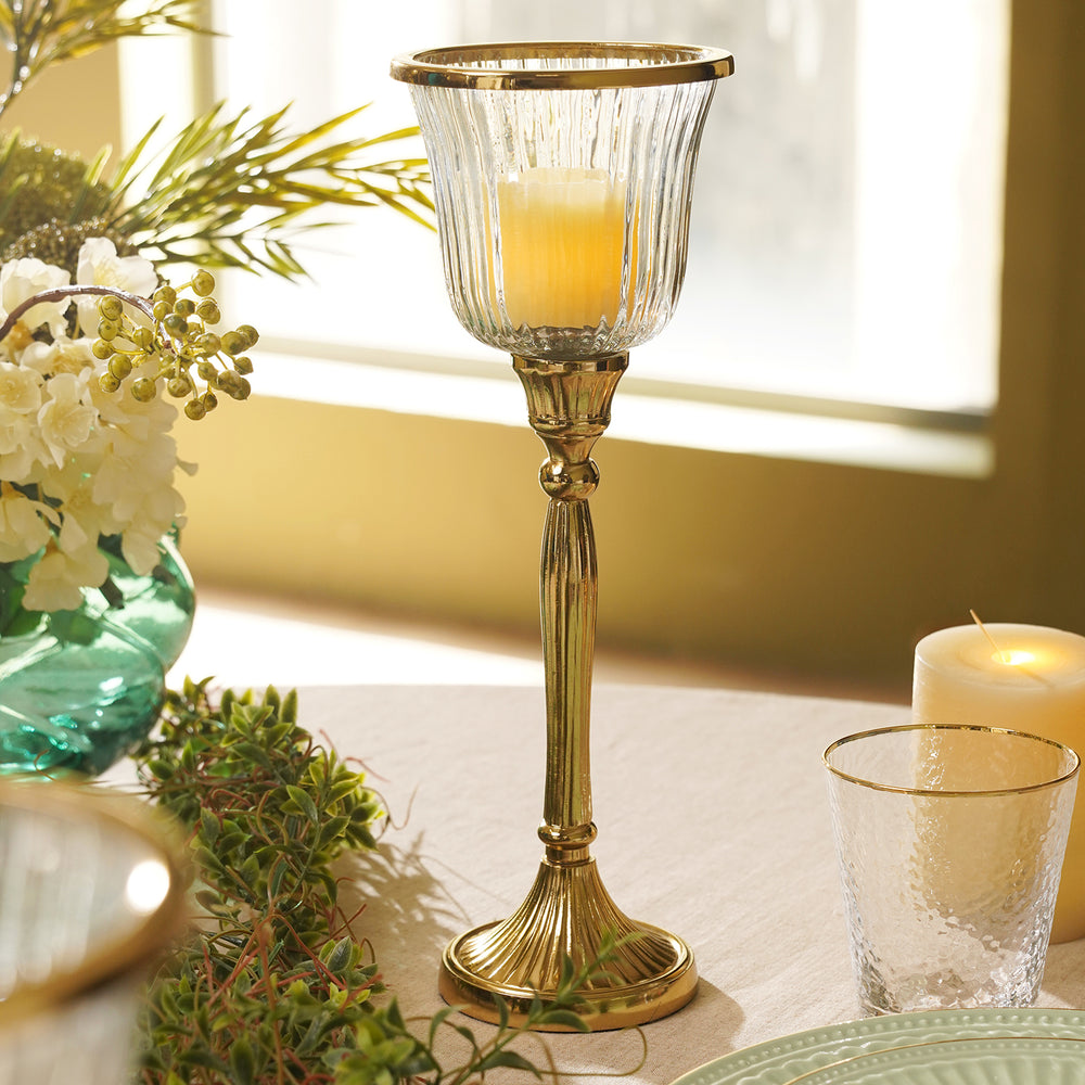 Clear Ribbed Glass Votive - Large