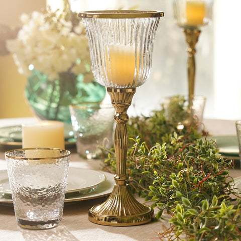 Clear Ribbed Glass Hurricane