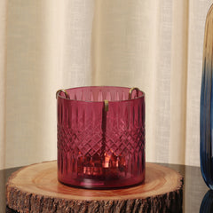 Purple Cut Glass Votive With Tea Light Hanger - Large