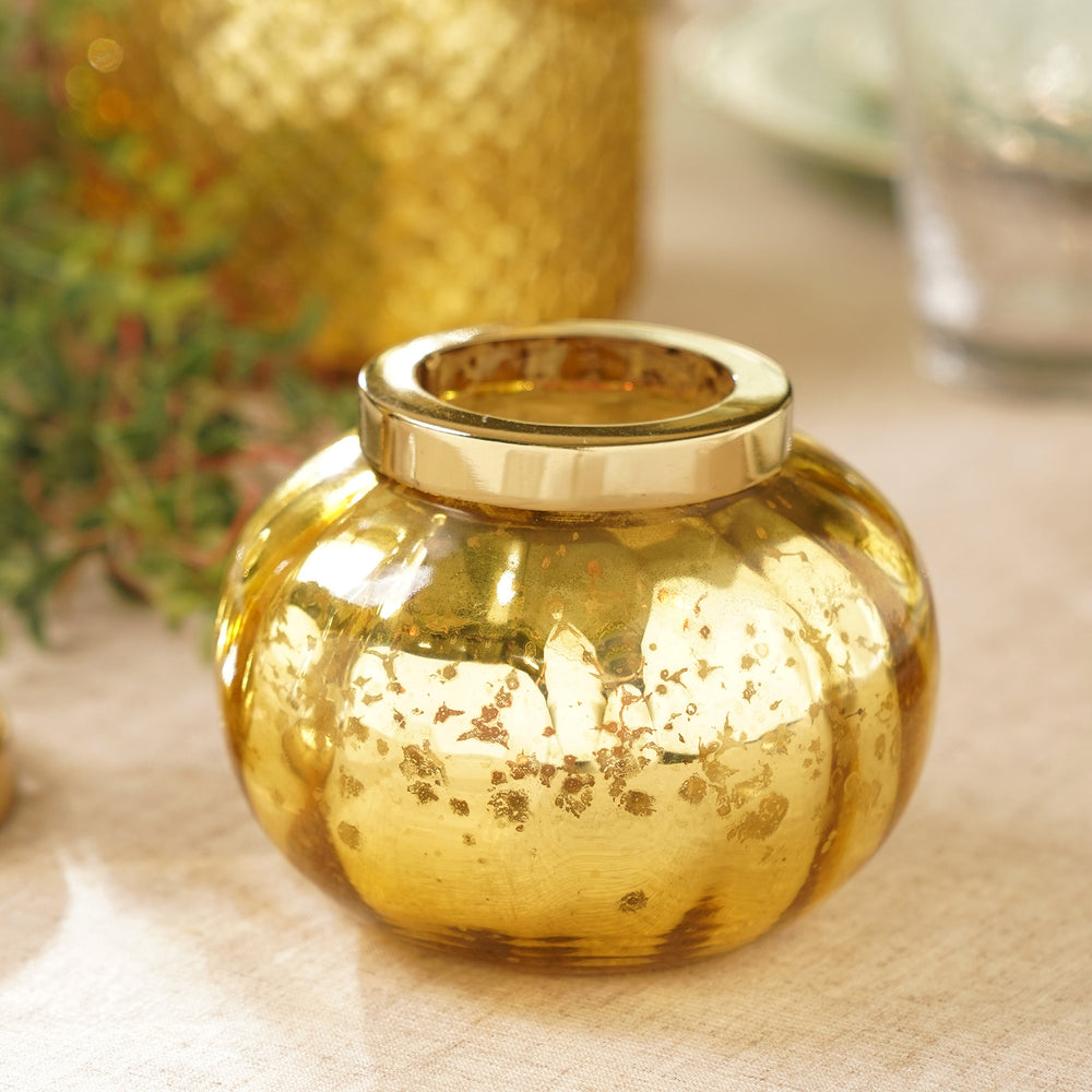 Gold Optic Glass Tea Light Holder