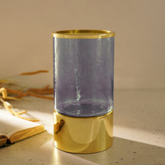 Blue Hammered Glass Votive With Base - Large