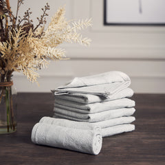 Set Of 8 Light Grey Cotton Face Towel