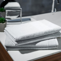 Set Of 4 Light Grey Cotton Hand Towel